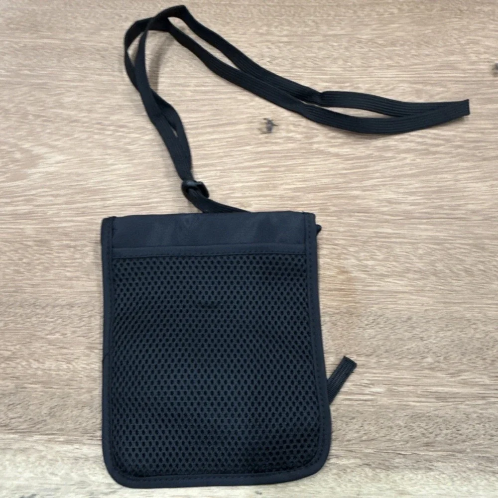 Black RFID Protection Neck Wallet Clear Window Strap Synthetic X00465FM81